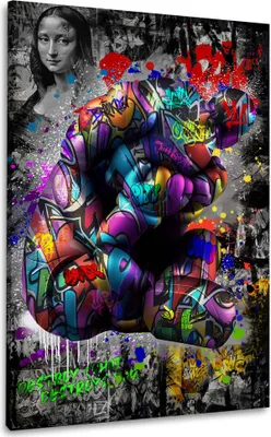 Produktbild von Graffiti und Pop Art mit bunter Figur Wandbild Leinwandbild Kunstdruck XL Wanddeko: 60x90x2cm