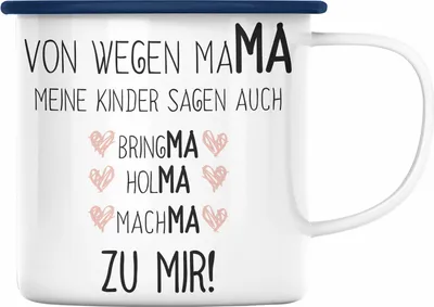 Produktbild von Trendation - Mama Emaille Tasse mit Spruch Geschenk Muttertag von Tochter Sohn Mutter Emaille Emaille Tasse (Blau)