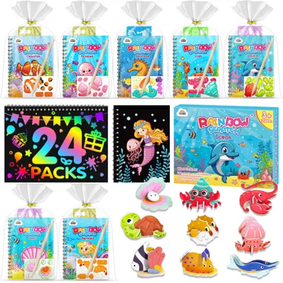 Kratzpapier-Set 24-teilig Ozean für Kinder ab 3 Jahren