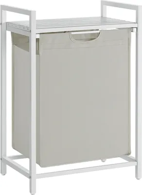 Zdjęcie produktu dla VASAGLE Kosz na pranie 65l przemysłowy biały metalowy, 50 x 33 x 72cm