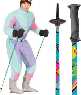 Produktbild von 90S Sport Karneval Skistöcke Pastellfarbene Zauberwelt Bunte Ski Accessoires Party Dekor Retro Skiausrüstung