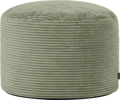 Produktbild von icon Runder Sitzpuff Milano, Salbeigrün, Cord Sitzsack Hocker, Groß Fußhocker Für Das Wohnzimmer, Sitzkissen - Hergestellt in Deutschland