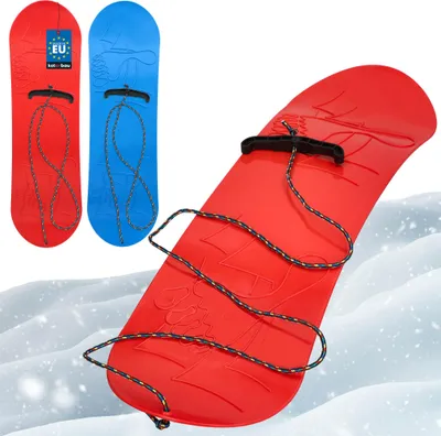 Produktbild von KOTARBAU® 2er Set Kinder 68 x 20 cm ohne Bindung Schlitten Board Schneerutscher Kindersnowboard mit Seil Kunststoff Blau & Rot
