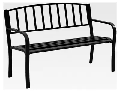Produktbild von Gartenbank aus Metall, wetterfeste Sitzbank für 2 Personen, Balkonbank mit Rückenlehne und Armlehnen, belastbar bis 300 kg, Eisenbank für Garten, Terrasse, Balkon, 127 x 59 x 85,5 cm