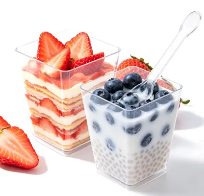 50 Dessertgläser aus Kunststoff, 160 ml, transparent