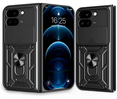 Immagine prodotto di Per Google Pixel 9 Pro fotocamera scorrevole e pieghevole TPU / PC copertura protettiva Anello Titolare