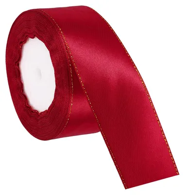 Produktbild von Satinband mit Goldkante - Dekoratives Schleifenband für Bastelarbeiten - 3,8 cm x 21,9 m