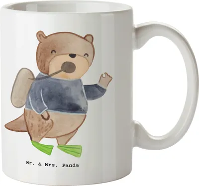 Produktbild von Mr. & Mrs. Panda Geschenktasse Taucher Herz - Weiß - Geschenk, Keramiktasse, Trinkbecher, Kaffeetasse, Kaffeebecher, Becher, Teetasse