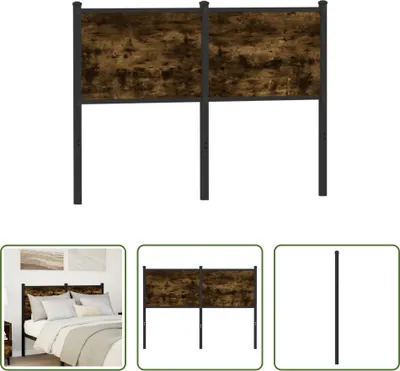 Produktbild von The Living Store Kopfteil Räuchereiche 120 cm Holzwerkstoff und Stahl