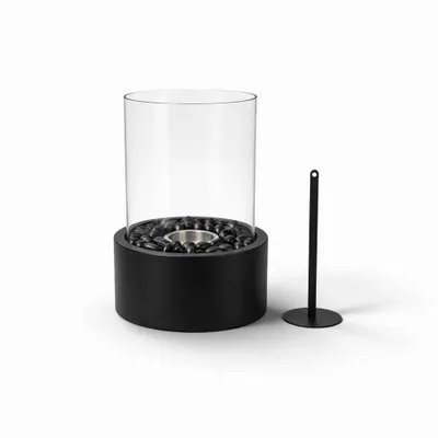 Produktbild von Housevitamin Tischkamin – Rund – Metall/Glas – Schwarz – 21x21x28 cm