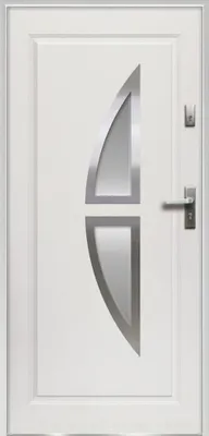 Produktbild von Eingangstür aus Stahl, verglast mit Edelstahl H207 x B100 cm weiß - Stärke 55 mm - DIN links - COVAS