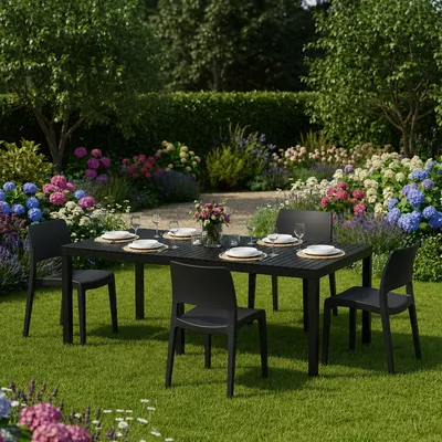 Produktbild von Dmora - Gartenset, Anthrazit, 4 Plätze, Italy
