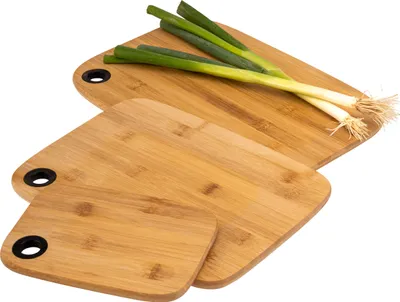 Image de bremermann Lot de 3 planches à découper, 100 % bambou, planche en bois avec découpe perforée