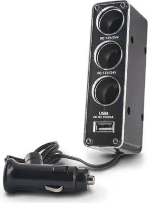 Produktbild von rozgałęźnik gniazda 3 w 1 z kablem USB czarny 0.5A do zapalniczki samochodowej