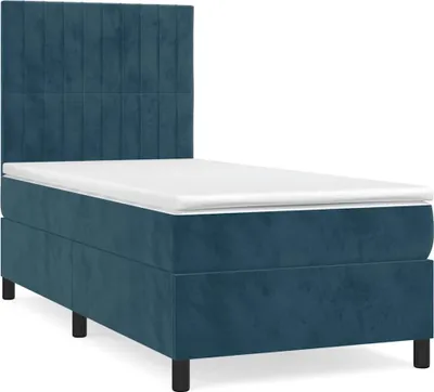Obrázok produktu pre vidaXL Boxspring posteľ s matracom Dark Blue 90x190 cm Velvet