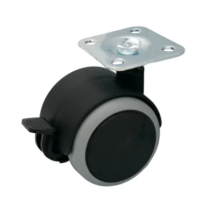 Produktbild von Möbelset mit Platte mit Bremse Durchmesser 50mm/40kg, für Parkett | Möbelrad | Räder für Möbel, Bürostuhl, Beistellbett, Schreibtischstuhl, Hocker | Stuhl-Rad | Schwarz