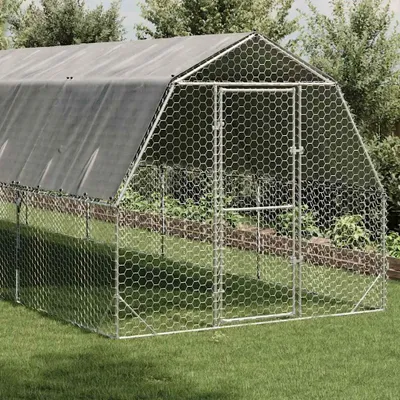 Immagine prodotto di Recinto per Polli con Tetto 2,5x10x2,25 m in Acciaio Zincato
