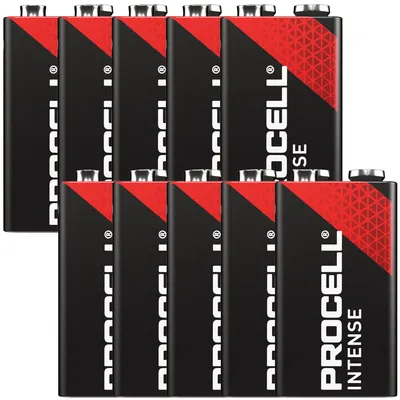 Obrázek produktu pro 10 kusů Duracell Procell Intense 9V, 6LR61 v krabici, pro energeticky náročná zařízení