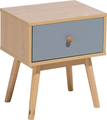 Zdjęcie produktu dla BELIANI Stolik szafka nocna jasnobrązowy z szarym 1 szuflada 40 x 45 x 30 cm Skandynawski design