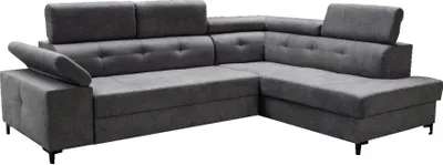 Produktbild von Ecksofa Darkos - Dunkelgrau Rosario 456 (Rechts) -  klassisches Ecksofa mit Ziersteppung, Wohnzimmersofa, Ecksofa in L-Form, Sofa mit Bettzeugablage, Sofa mit Schlaffunktion, Ecksofa, Wohnzimmer, Lounge, Polstergarnitur, Loungegarnitur