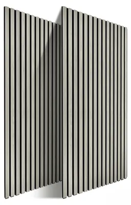 Produktbild von Relaxdays Akustikpaneele, 2er Set, 120 x 60 cm, Schalldämmung & Wandverkleidung, Eiche Furnier, Wandpaneele, hellgrau