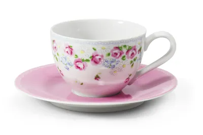 Image de Tasse avec soucoupe rose, 0,20 l, RoseLine, fleurs, Leander, porcelaine tchèque Sans monogramme.