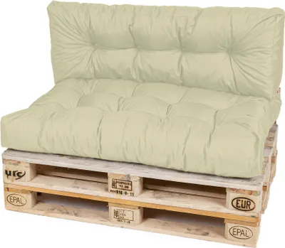 Produktbild von TexDeko Garden Palettenkissen 120x80x18cm wasserabweisend gesteppt Sitzauflage für Europaletten, UV-beständig (2-TLG Set, Sand)