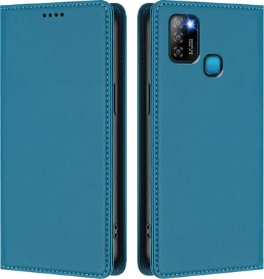 Produktbild von Handyhülle für Infinix Smart 5 / Hot 10 Lite, Kunstleder Klapphülle Stoßfeste Magnetische Hülle mit Ständer Blau