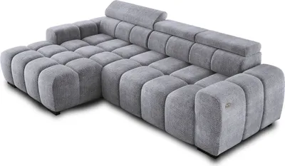 Obrázok produktu pre Rohová sedacia súprava OMBO 285x168x77/97 cm, ľavá strana s funkciou spánku, elektricky rozkladateľné sedadlo, nastaviteľné opierky hlavy, nožičky z tmavého bukového dreva, hydrofóbna poťahová látka EDEN - strieborná