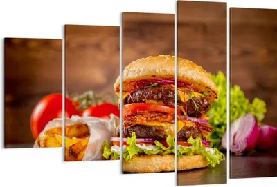 Produktbild von Bild auf Leinwand - Leinwandbild - Hamburger Sandwich - 150x100cm - Wand Bild - Wanddeko - Leinwanddruck - Bilder - Kunstdruck - Wanddekoration - Leinwand bilder - Wandkunst - EG150x100-3795