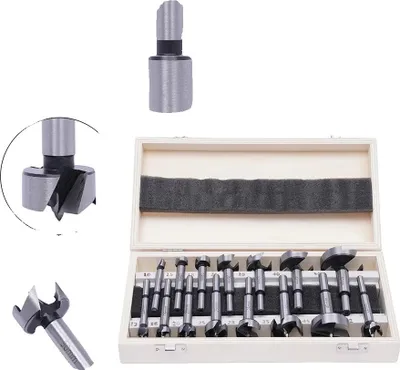 Image de Jeu de forets forestiers, 15 pièces, tailles 10mm à 50mm, acier à haute teneur en carbone, profondeur de coupe maximale 60mm, positionnement moyen des dents