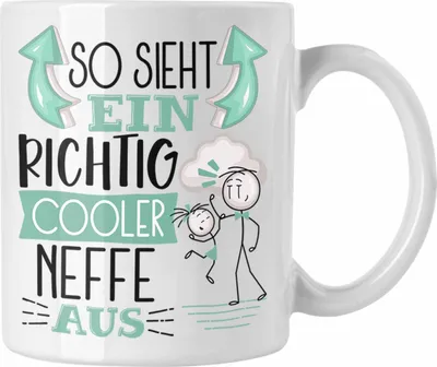 Produktbild von Trendation - Neffe Tasse Geschenk So Sieht Ein RIchtig Cooler Neffe Aus Geschenkidee Lustiger Spruch Geburtstag Becher Kaffeetasse (Weiß)