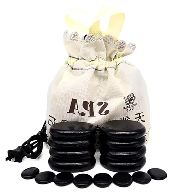 Produktbild von Hot-Stone-Massageset, 16-teiliges Set mit Heizgerät und 16 natürlichen Basaltsteinen