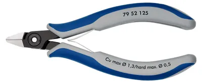 Obrázek produktu pro Knipex 79 52 125, Diagonální kleště, Chrom Vanadová ocel, Plast, Modrá, Šedá, 125 mm, 58 g