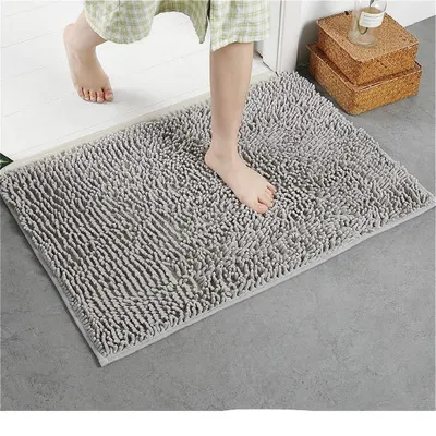 Obrázok produktu pre Chenille podložka pod nohy – absorpčná a protišmyková – sivá, 50 x 80 cm