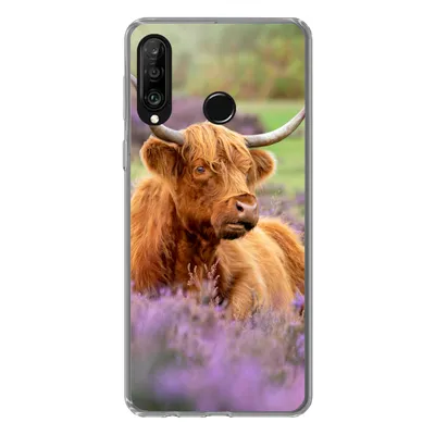 Produktbild von MuchoWow® Handyhülle Schutzhülle Hülle für Huawei P30 Lite Schottischer Highlander - Braun - Büsche Silikon Softcase Handy Hülle - Handyhülle