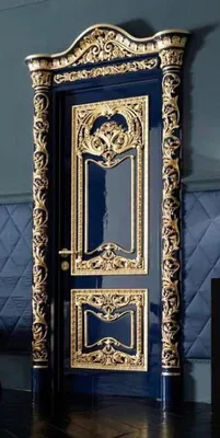 Produktbild von Casa Padrino Luxus Barock Wohnungstür Royal Blau / Gold - Prunkvolle Massivholz Tür mit Rahmen - Luxus Möbel im Barockstil - Barock Möbel - Hotel Möbel - Barock Einrichtung - Edel & Prunkvoll
