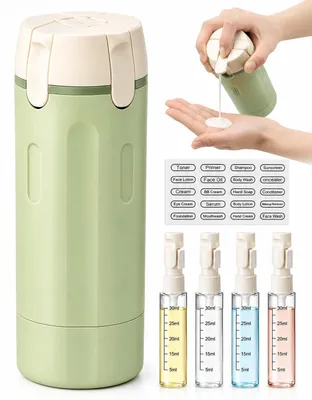 Zdjęcie produktu dla Omgoods - Kosmetyczka podróżna wielofunkcyjna (4 w 1) z możliwością wielokrotnego napełniania, z etykietami