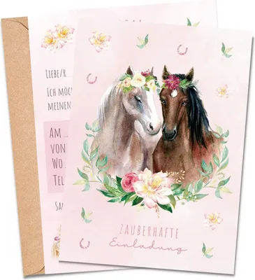 Produktbild von MeinBaby123® 10 Einladungskarten Kindergeburtstag inkl. Umschläge | Pferd