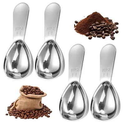 4 Edelstahl-Kaffeelöffel, 15 ml, Messlöffel, silber