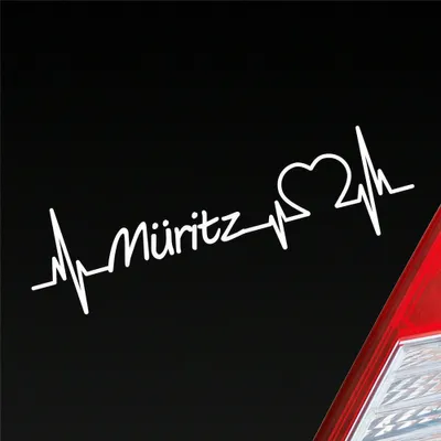 Produktbild von Auto Aufkleber Müritz Herz Puls See Sea Liebe Love 19x5 cm Weiss Matt Sticker Heckscheibenaufkleber