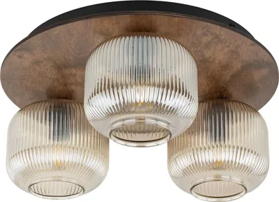 Produktbild von Deckenlampe Metall Rauchglas B: 42 cm Braun Cognac E14 3-flammig Modern