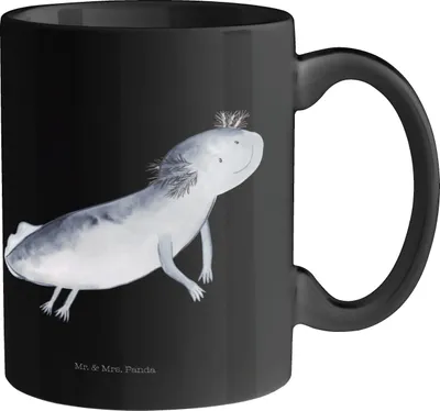 Produktbild von Mr. & Mrs. Panda Kaffeetasse Axolotl Schwimmen - Schwarz - Geschenk, Problem, Motivation, Becher, Lurch, Teetasse, Optimistisch, Dekotasse, Kaffeebecher, Tasse