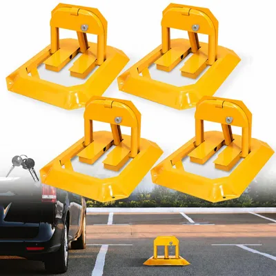 Image de Barrière de stationnement pliable, verrouillable, avec clé et 4 pièces de fixation