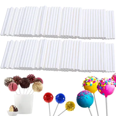 Cake-Pop-Stäbchen, 300 Stück, Papier, weiß, 10 cm × 3,5 mm