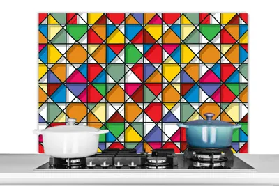 Obrázok produktu pre MuchoWow® Splashback Kuchyňa - Kuchynský backsplash - Ochrana steny pre sporák a drez Sklo - geometria - dizajn 100x65cm Alu-Dibond (alternatíva k