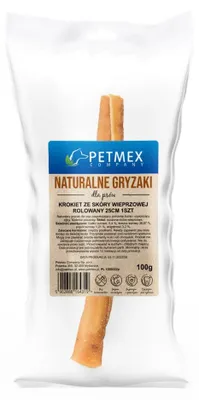 Obrázek produktu pro Petmex Croquette z vepřové kůže 25 cm přírodní žvýkací pamlsek pro psy 1 ks.