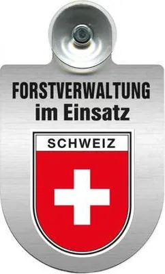 Produktbild von Einsatzschild für Windschutzscheibe incl. Saugnapf - Forstverwaltung im Einsatz - 309732- Wappen nach Wahl Color - Region Schweiz