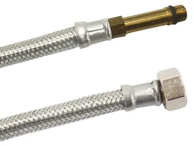 Obrázek produktu pro DN8 DVGW pancéřová hadice s opletem z nerezové oceli M10 délka x 3/8" OD 1000 mm