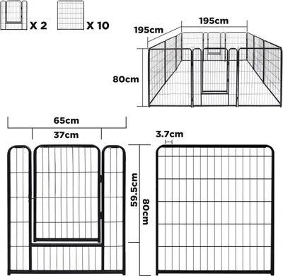 Produktbild von YUENFONG 12-TLG Welpenauslauf faltbares Freilaufgehege Tierlaufstall 80cm hoch, Automatische Verriegelung, Laufgitter Welpenlaufstall mit Tür für Hunde, Kaninchen, Kleintiere, Katze